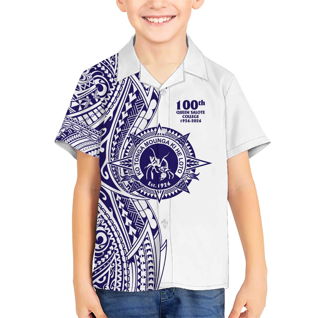 Tonga Queen Salote College 100th Years Kid Hawaiian Shirt White Tonga Kupesi Uniquely Pacific Art LT9 Kid White - Polynesian Pride