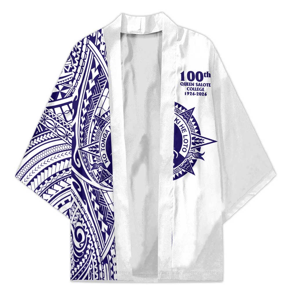 Tonga Queen Salote College 100th Years Kimono White Tonga Kupesi Uniquely Pacific Art LT9 Unisex White - Polynesian Pride