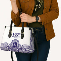 Tonga Queen Salote College 100th Years Leather Bag White Tonga Kupesi Uniquely Pacific Art LT9 - Polynesian Pride