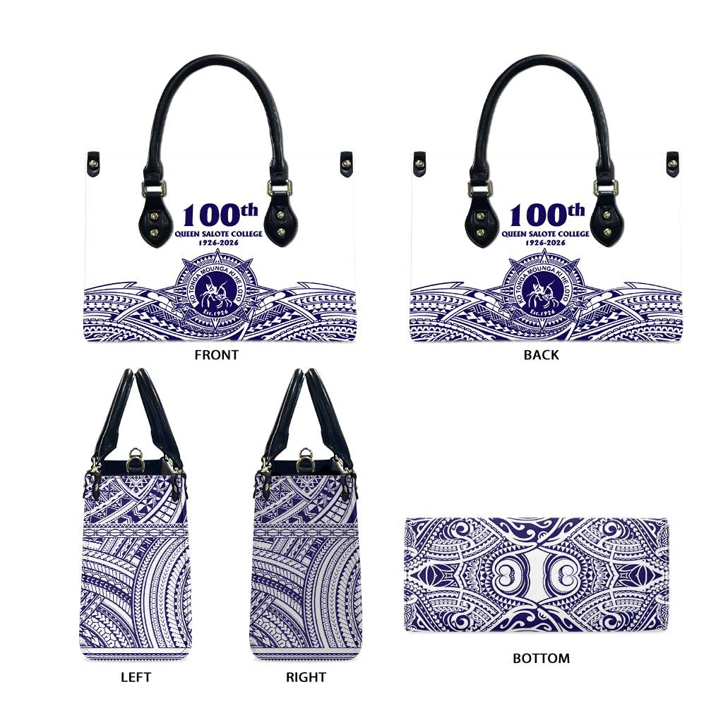 Tonga Queen Salote College 100th Years Leather Bag White Tonga Kupesi Uniquely Pacific Art LT9 - Polynesian Pride