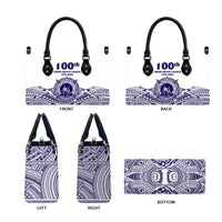 Tonga Queen Salote College 100th Years Leather Bag White Tonga Kupesi Uniquely Pacific Art LT9 - Polynesian Pride