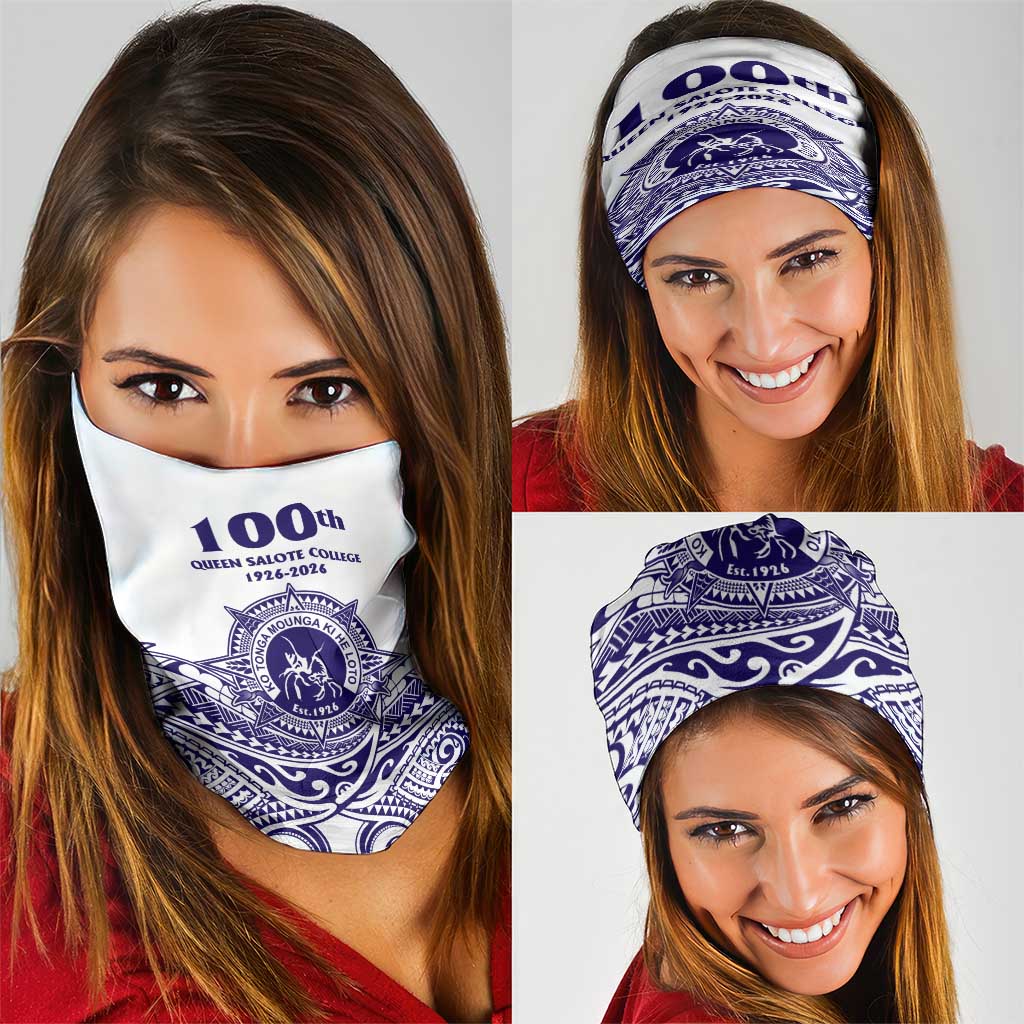 Tonga Queen Salote College 100th Years Neck Gaiter White Tonga Kupesi Uniquely Pacific Art LT9 - Polynesian Pride