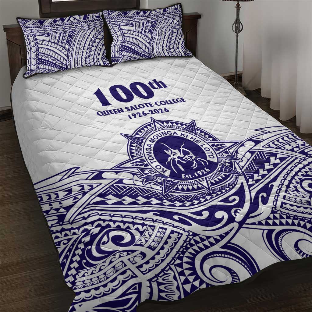 Tonga Queen Salote College 100th Years Quilt Bed Set White Tonga Kupesi Uniquely Pacific Art LT9 White - Polynesian Pride