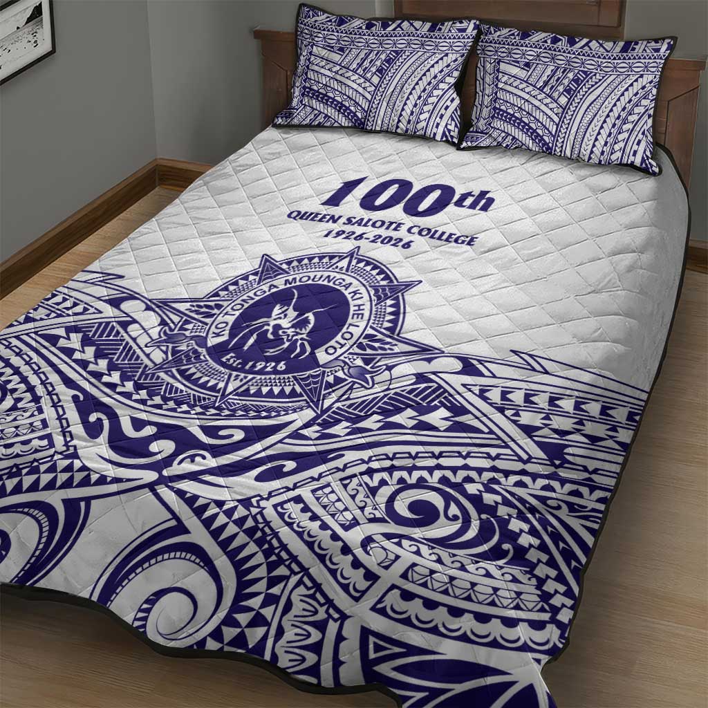 Tonga Queen Salote College 100th Years Quilt Bed Set White Tonga Kupesi Uniquely Pacific Art LT9 - Polynesian Pride