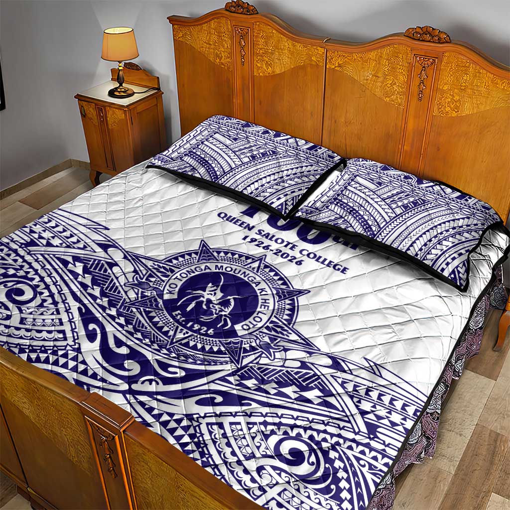 Tonga Queen Salote College 100th Years Quilt Bed Set White Tonga Kupesi Uniquely Pacific Art LT9 - Polynesian Pride
