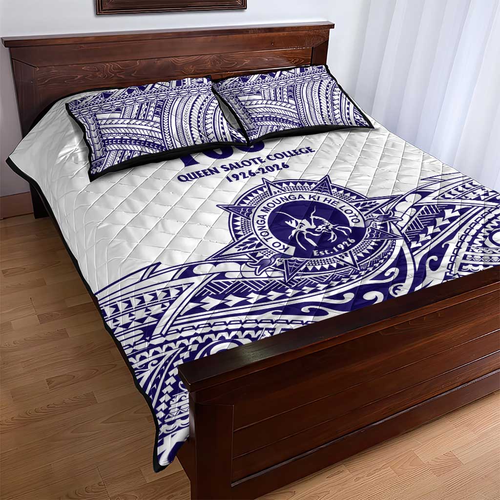 Tonga Queen Salote College 100th Years Quilt Bed Set White Tonga Kupesi Uniquely Pacific Art LT9 - Polynesian Pride