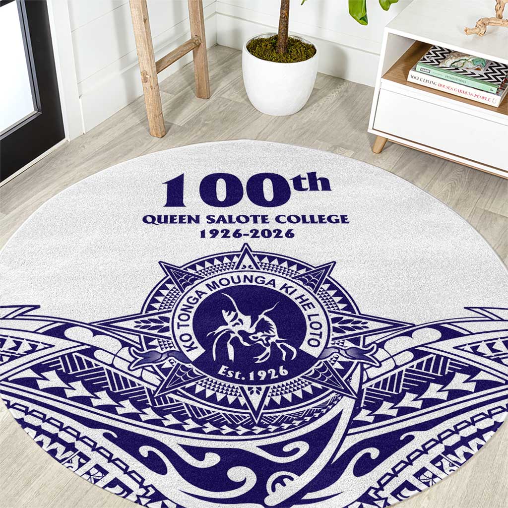 Tonga Queen Salote College 100th Years Round Carpet White Tonga Kupesi Uniquely Pacific Art LT9 White - Polynesian Pride