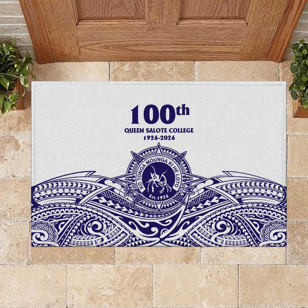 Tonga Queen Salote College 100th Years Rubber Doormat White Tonga Kupesi Uniquely Pacific Art LT9 White - Polynesian Pride