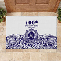 Tonga Queen Salote College 100th Years Rubber Doormat White Tonga Kupesi Uniquely Pacific Art LT9 White - Polynesian Pride