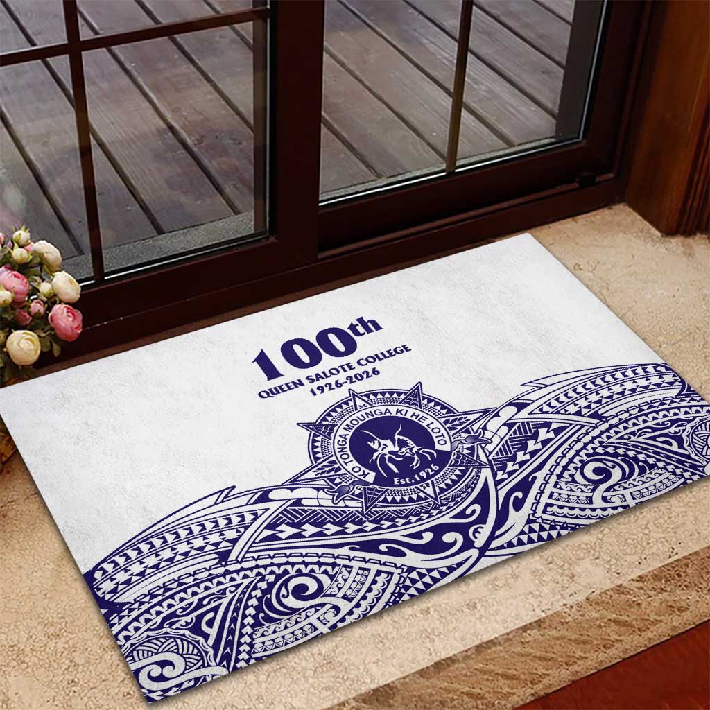 Tonga Queen Salote College 100th Years Rubber Doormat White Tonga Kupesi Uniquely Pacific Art LT9 - Polynesian Pride