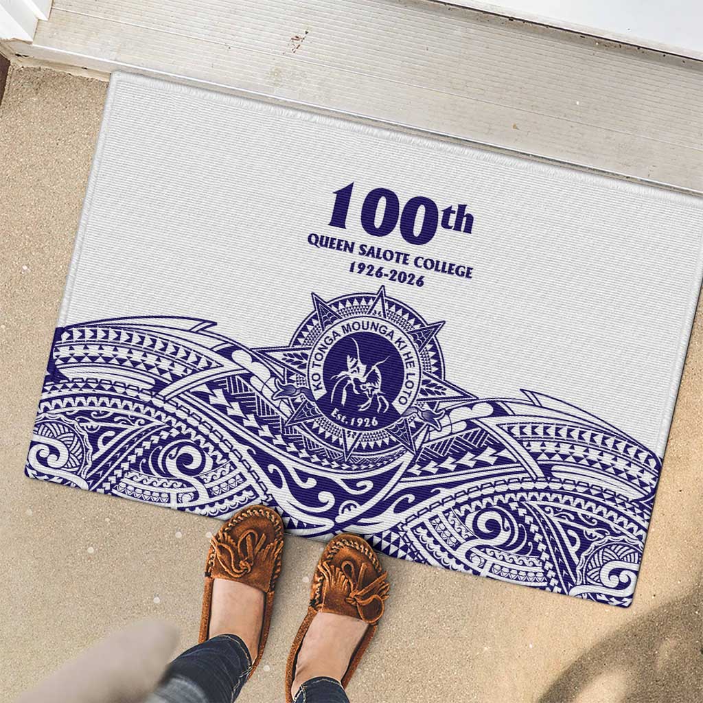 Tonga Queen Salote College 100th Years Rubber Doormat White Tonga Kupesi Uniquely Pacific Art LT9 - Polynesian Pride
