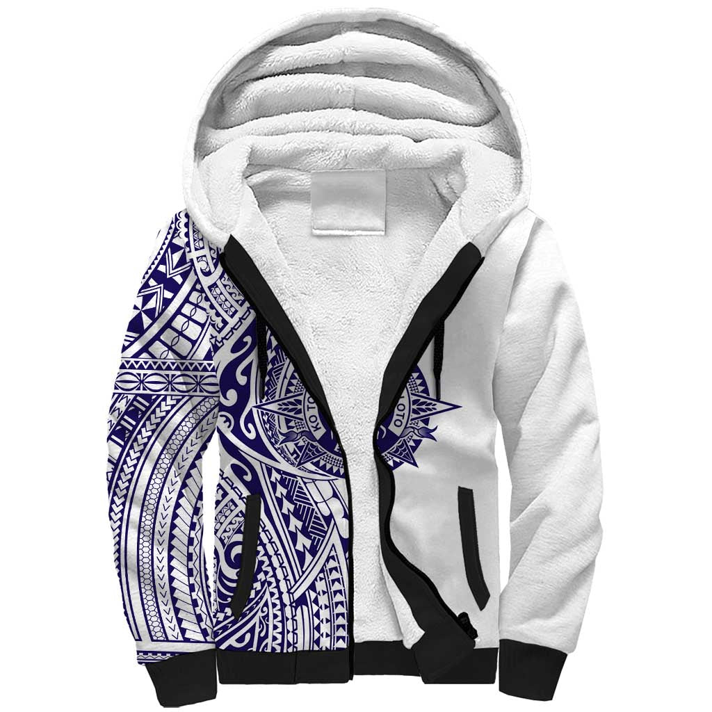 Tonga Queen Salote College 100th Years Sherpa Hoodie White Tonga Kupesi Uniquely Pacific Art LT9 Unisex White - Polynesian Pride