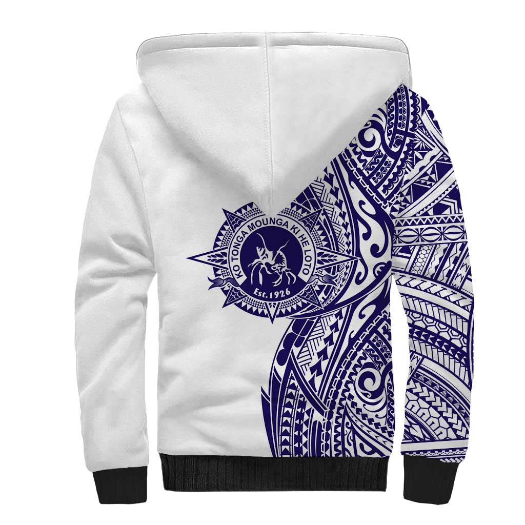 Tonga Queen Salote College 100th Years Sherpa Hoodie White Tonga Kupesi Uniquely Pacific Art LT9 - Polynesian Pride