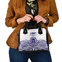 Tonga Queen Salote College 100th Years Shoulder Handbag White Tonga Kupesi Uniquely Pacific Art LT9 - Polynesian Pride