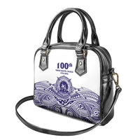 Tonga Queen Salote College 100th Years Shoulder Handbag White Tonga Kupesi Uniquely Pacific Art LT9 - Polynesian Pride