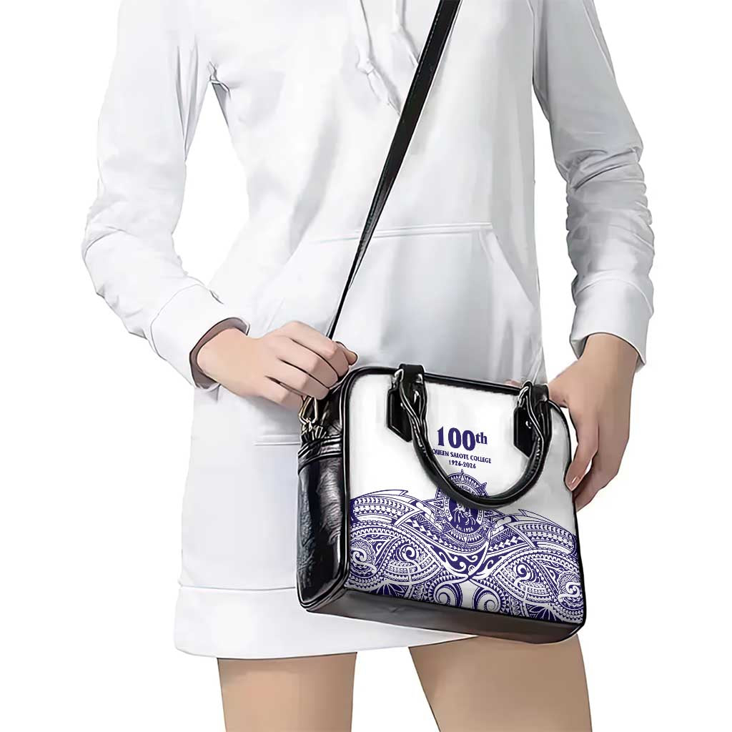 Tonga Queen Salote College 100th Years Shoulder Handbag White Tonga Kupesi Uniquely Pacific Art LT9 - Polynesian Pride