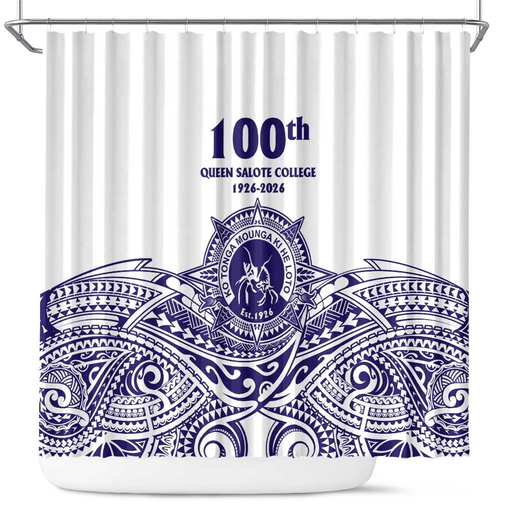 Tonga Queen Salote College 100th Years Shower Curtain White Tonga Kupesi Uniquely Pacific Art LT9 White - Polynesian Pride