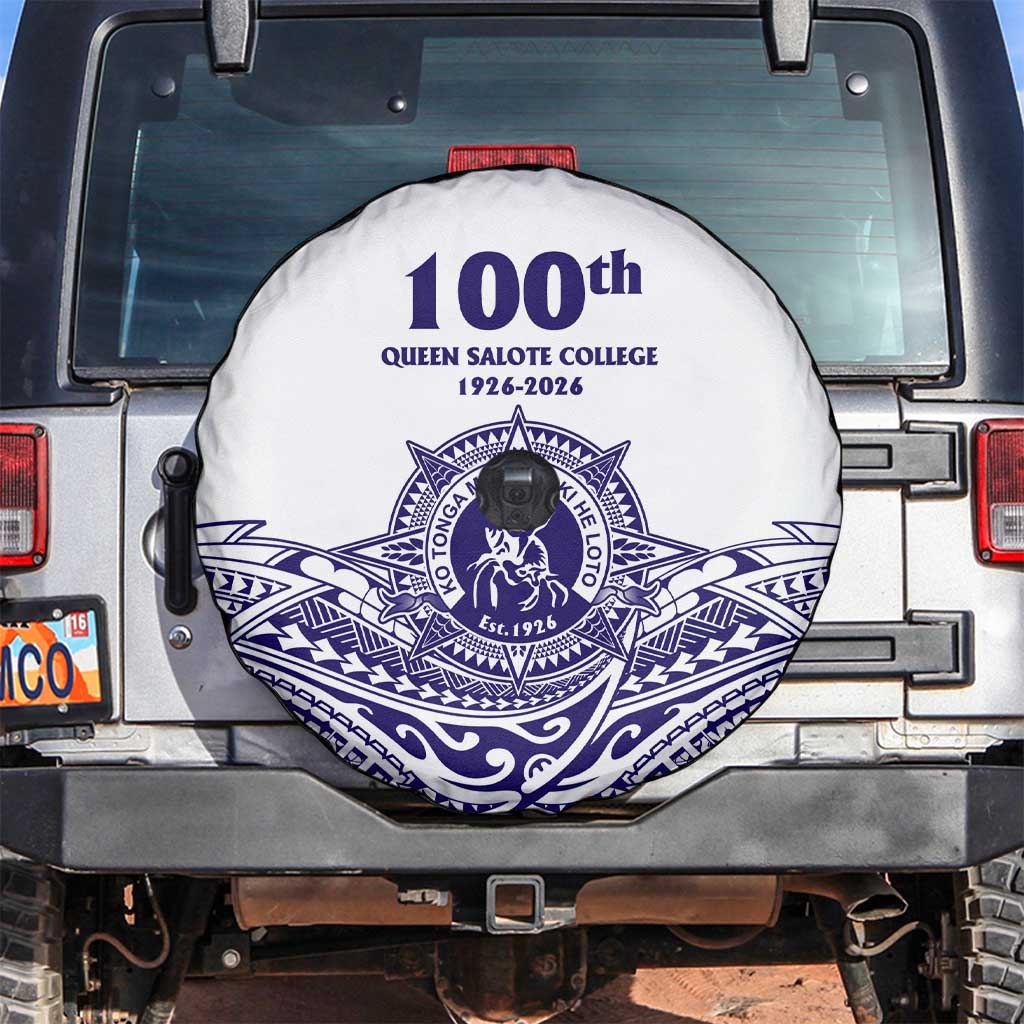 Tonga Queen Salote College 100th Years Spare Tire Cover White Tonga Kupesi Uniquely Pacific Art LT9 White - Polynesian Pride
