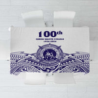 Tonga Queen Salote College 100th Years Tablecloth White Tonga Kupesi Uniquely Pacific Art LT9 White - Polynesian Pride