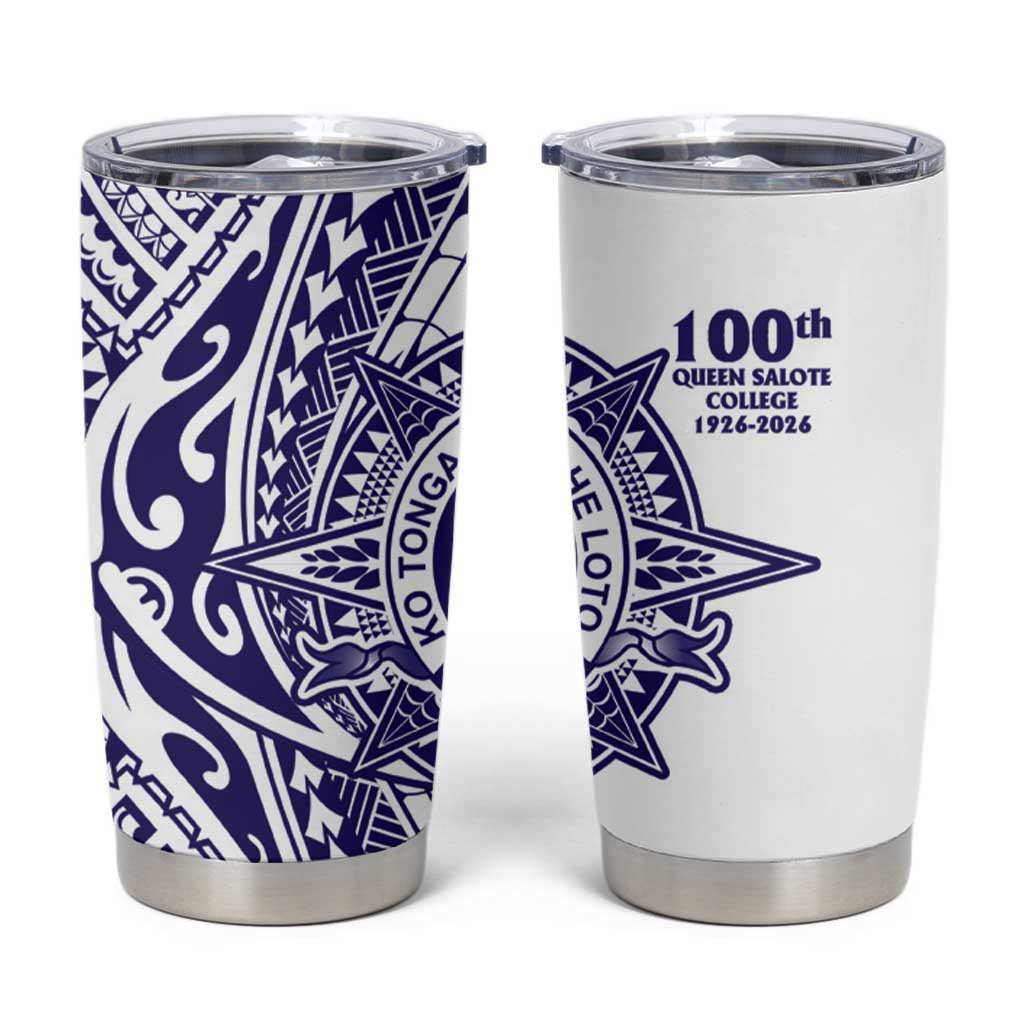Tonga Queen Salote College 100th Years Tumbler Cup White Tonga Kupesi Uniquely Pacific Art LT9 White - Polynesian Pride