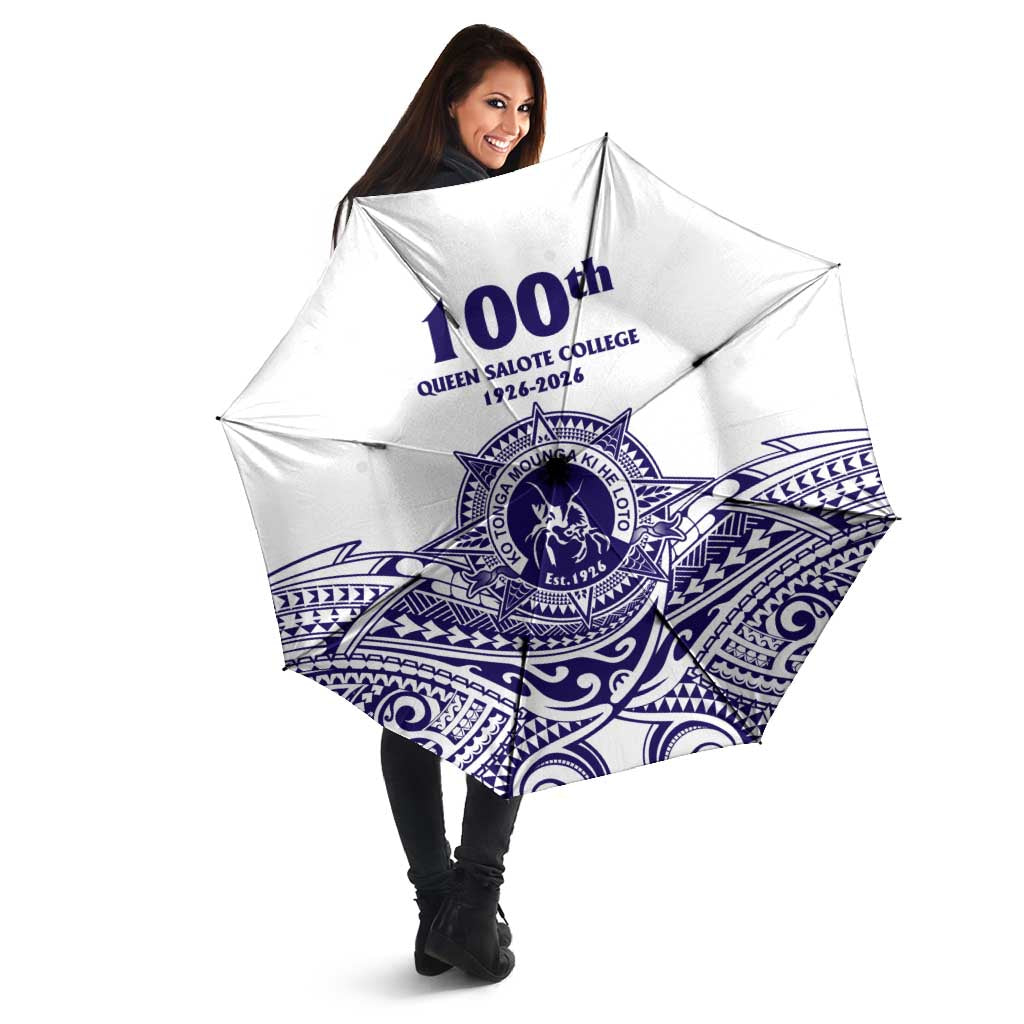 Tonga Queen Salote College 100th Years Umbrella White Tonga Kupesi Uniquely Pacific Art LT9 - Polynesian Pride
