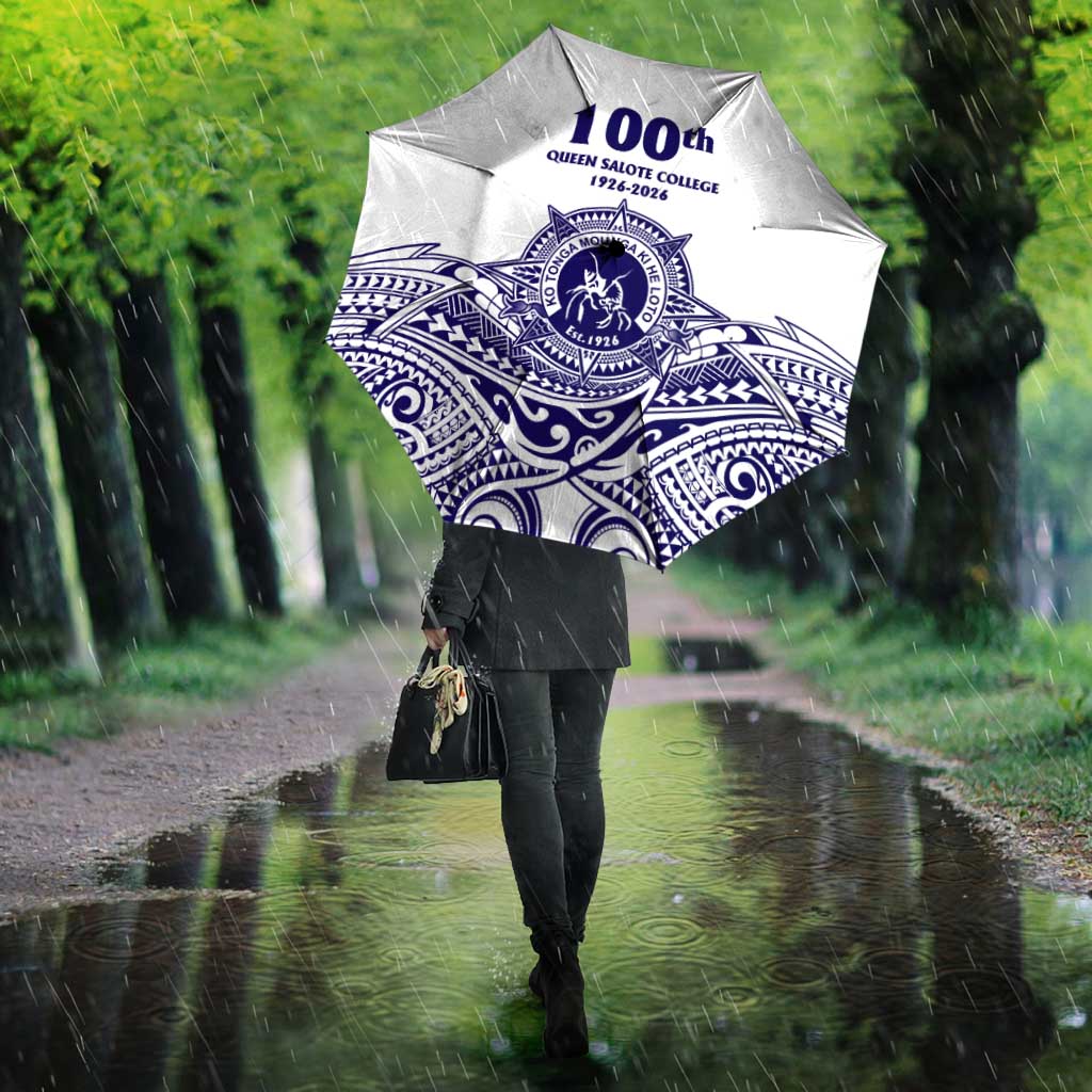 Tonga Queen Salote College 100th Years Umbrella White Tonga Kupesi Uniquely Pacific Art LT9 - Polynesian Pride
