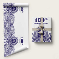 Tonga Queen Salote College 100th Years Wrapping Paper White Tonga Kupesi Uniquely Pacific Art LT9 58" × 23" White - Polynesian Pride