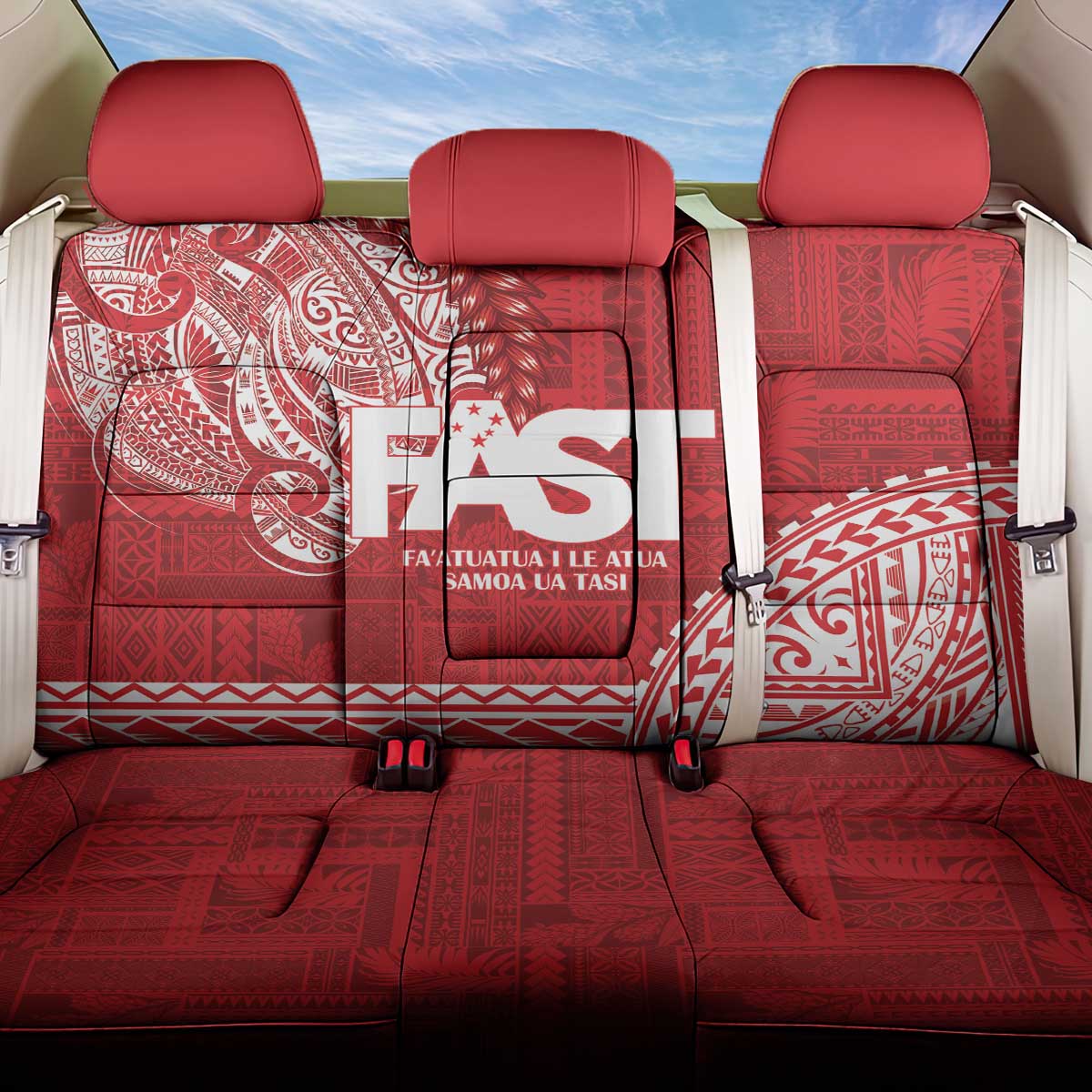 Samoa FAST Back Car Seat Cover Samoan Motif Patterns LT9 One Size Red - Polynesian Pride