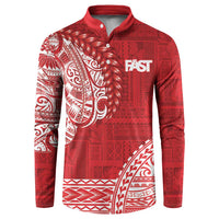 Samoa FAST Button Sweatshirt Samoan Motif Patterns LT9 Red - Polynesian Pride