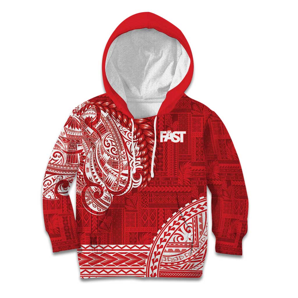 Samoa FAST Kid Hoodie Samoan Motif Patterns LT9 Hoodie Red - Polynesian Pride