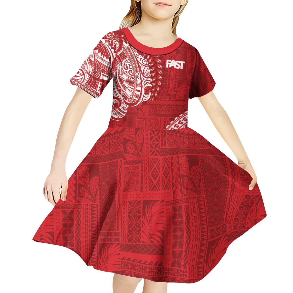 Samoa FAST Kid Short Sleeve Dress Samoan Motif Patterns LT9 - Polynesian Pride