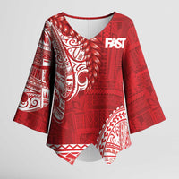 Samoa FAST Kimono Sleeve Blouse Samoan Motif Patterns LT9 Female Red - Polynesian Pride