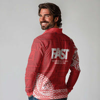 Samoa FAST Long Sleeve Polo Shirt Samoan Motif Patterns LT9 - Polynesian Pride