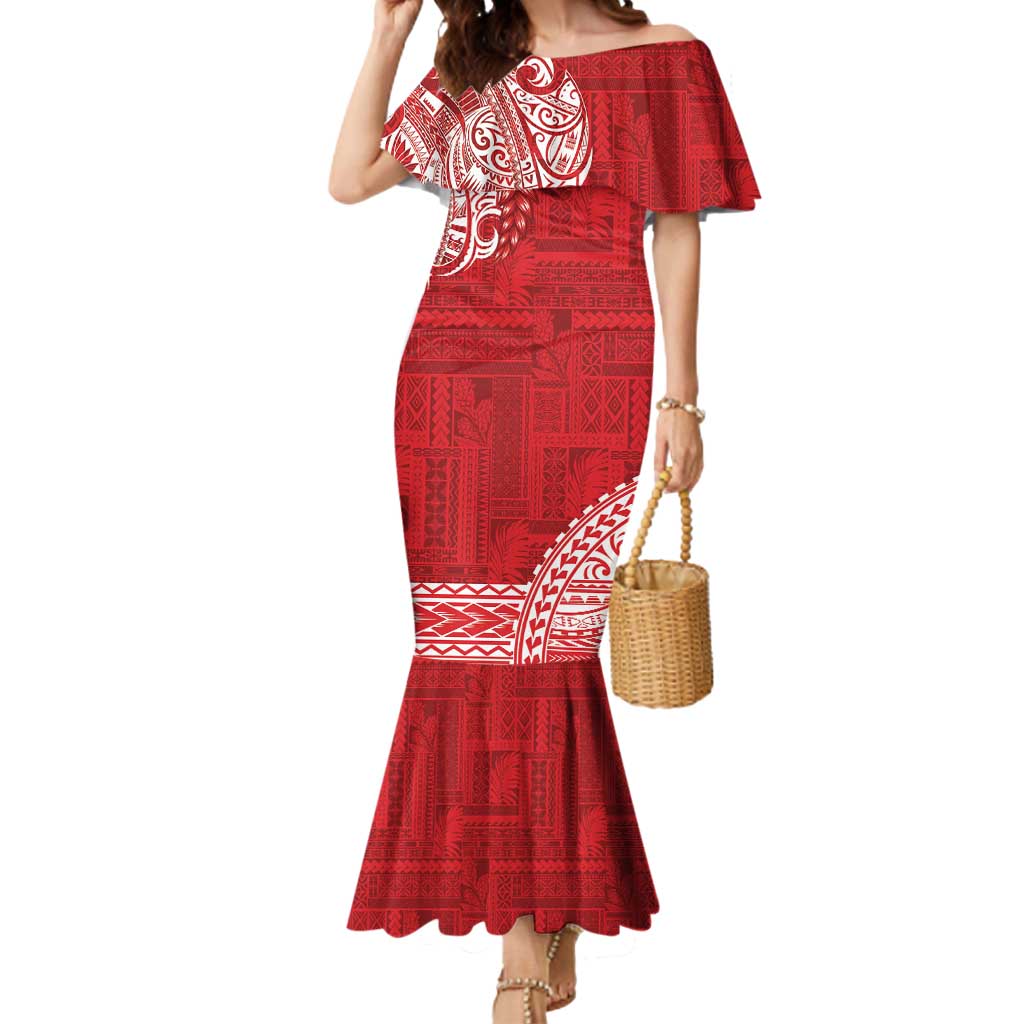 Samoa FAST Mermaid Dress Samoan Motif Patterns LT9 Women Red - Polynesian Pride