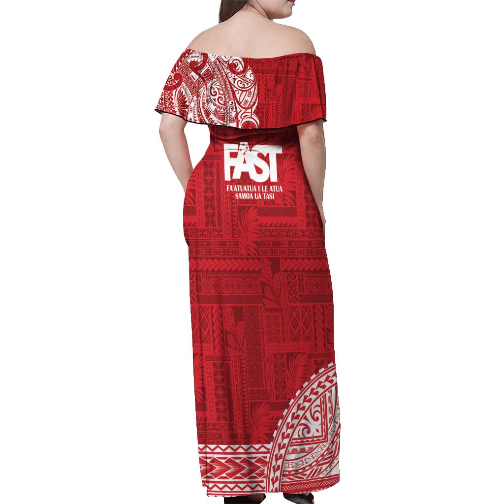 Samoa FAST Off Shoulder Maxi Dress Samoan Motif Patterns LT9 - Polynesian Pride