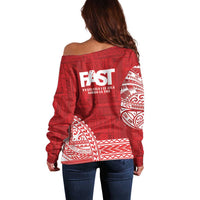 Samoa FAST Off Shoulder Sweater Samoan Motif Patterns LT9 - Polynesian Pride