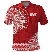 Samoa FAST Polo Shirt Samoan Motif Patterns LT9 Red - Polynesian Pride