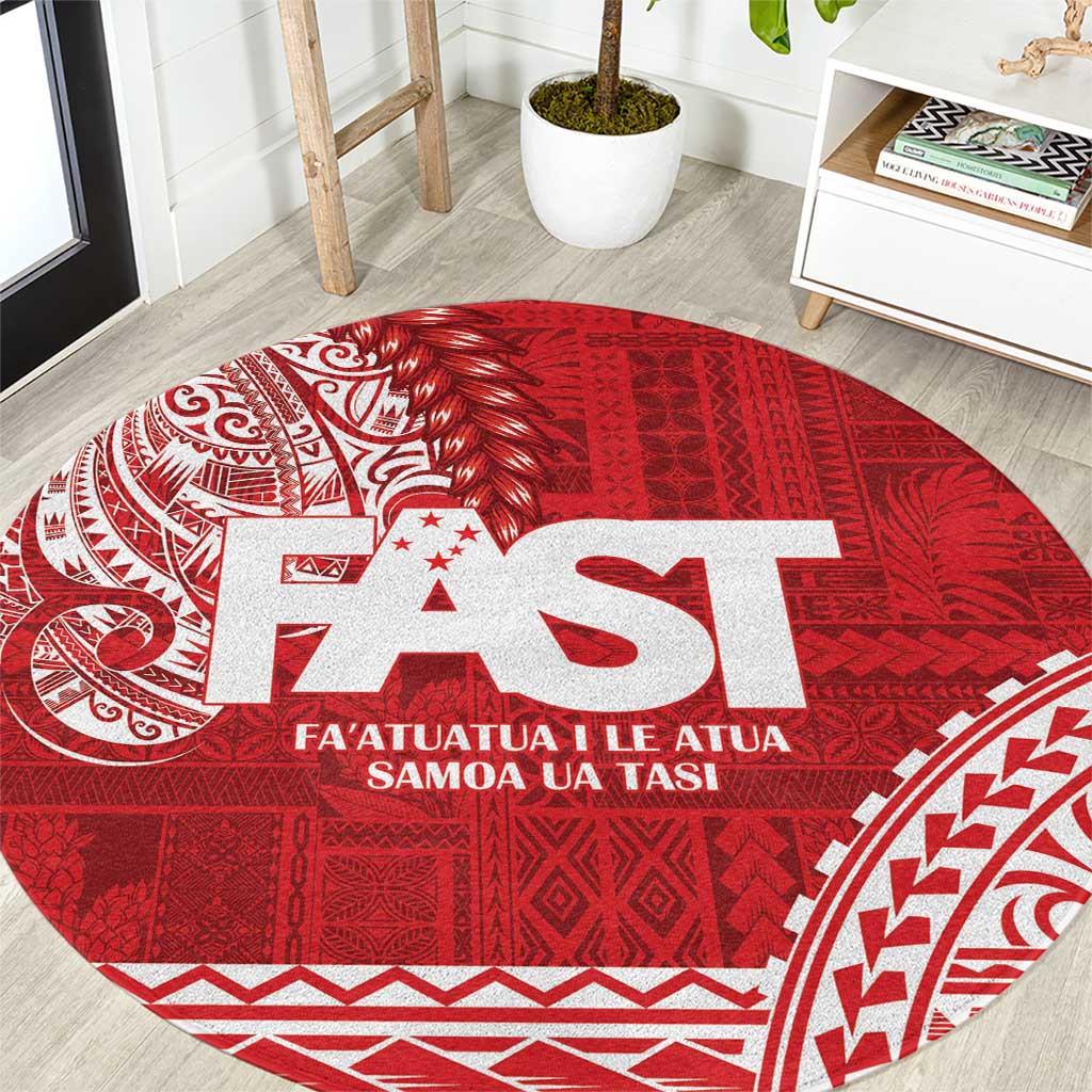 Samoa FAST Round Carpet Samoan Motif Patterns LT9 Red - Polynesian Pride