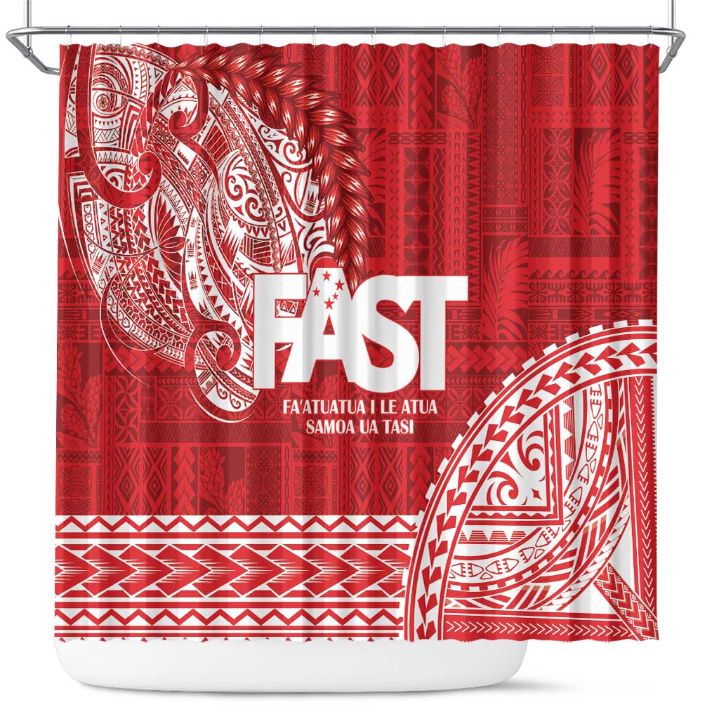 Samoa FAST Shower Curtain Samoan Motif Patterns LT9 Red - Polynesian Pride