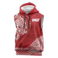 Samoa FAST Sleeveless Hoodie Samoan Motif Patterns LT9 Red - Polynesian Pride
