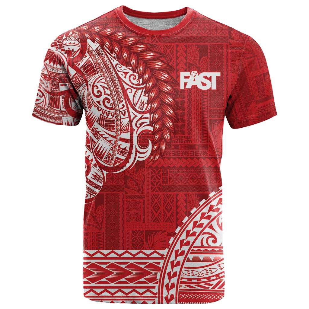 Samoa FAST T Shirt Samoan Motif Patterns LT9 Red - Polynesian Pride