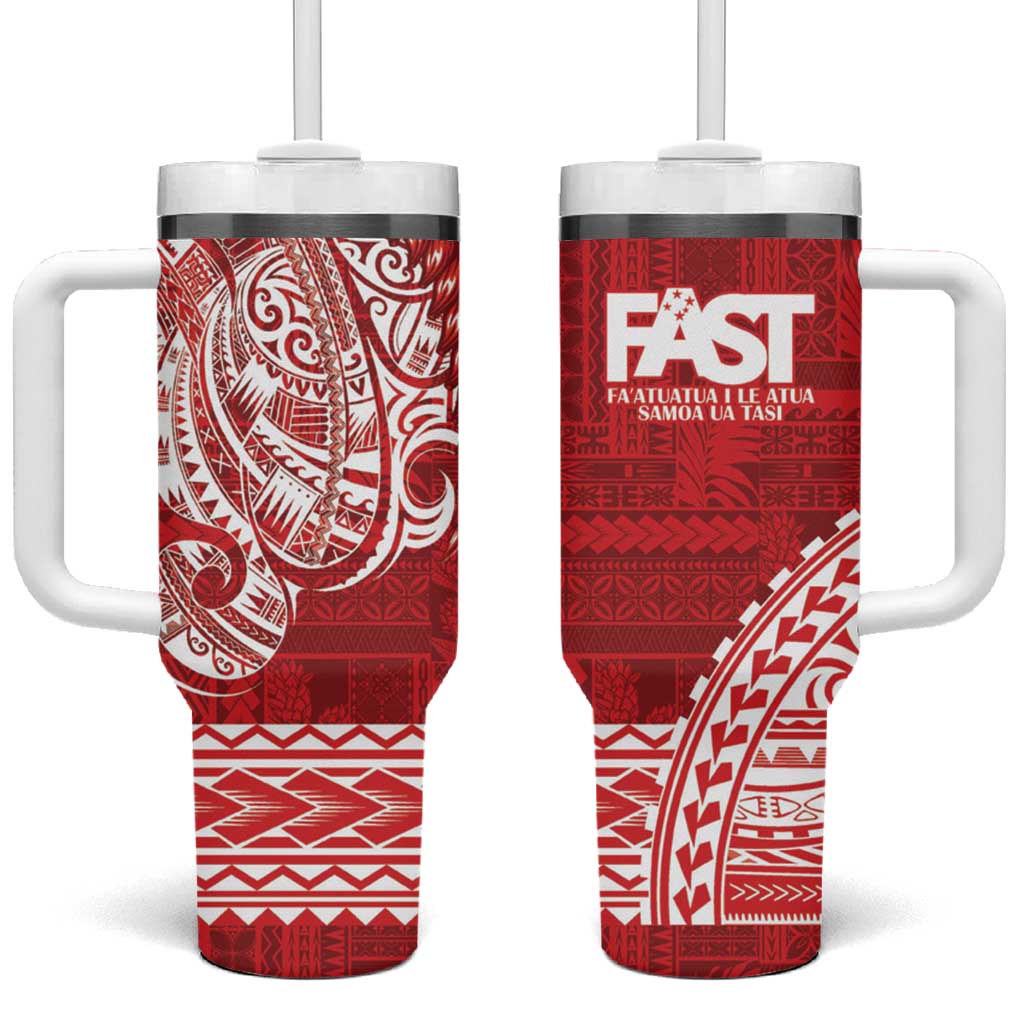 Samoa FAST Tumbler With Handle Samoan Motif Patterns LT9 One Size: 40 oz Red - Polynesian Pride