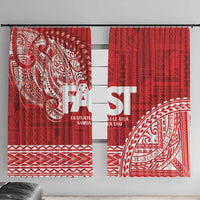 Samoa FAST Window Curtain Samoan Motif Patterns LT9 With Hooks Red - Polynesian Pride
