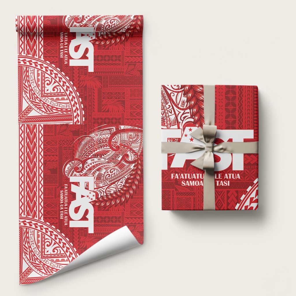 Samoa FAST Wrapping Paper Samoan Motif Patterns LT9 58" × 23" Red - Polynesian Pride