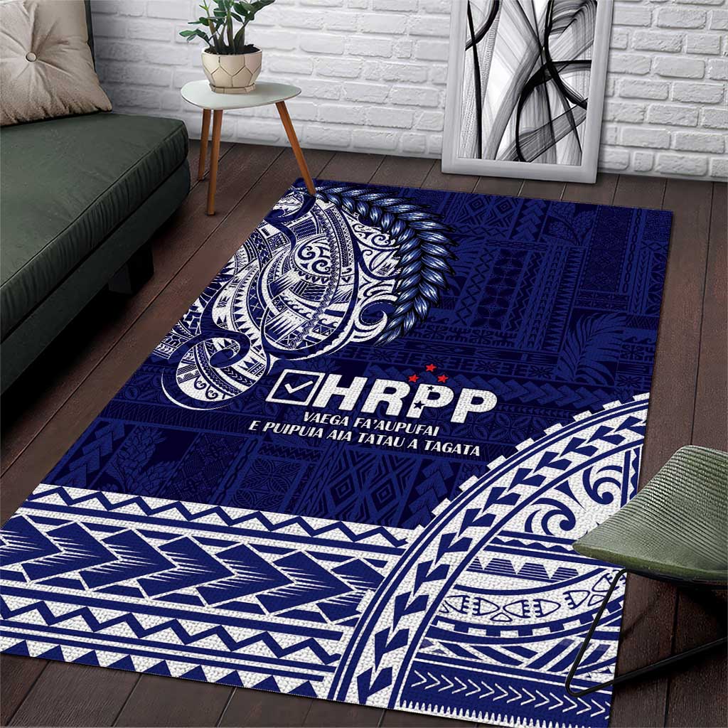 Samoa HRPP Area Rug Samoan Motif Patterns LT9 Blue - Polynesian Pride