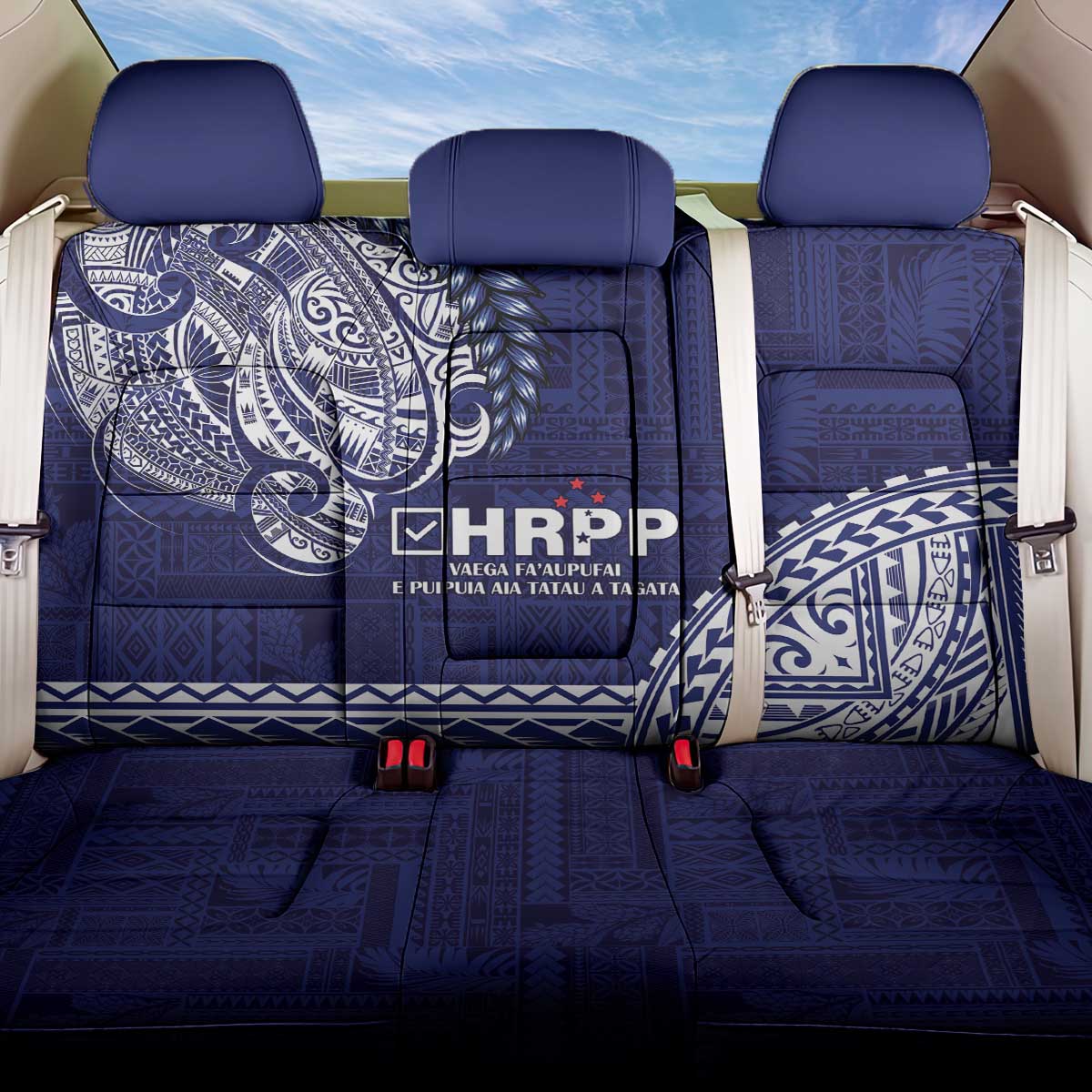 Samoa HRPP Back Car Seat Cover Samoan Motif Patterns LT9 One Size Blue - Polynesian Pride