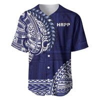 Samoa HRPP Baseball Jersey Samoan Motif Patterns LT9 Blue - Polynesian Pride