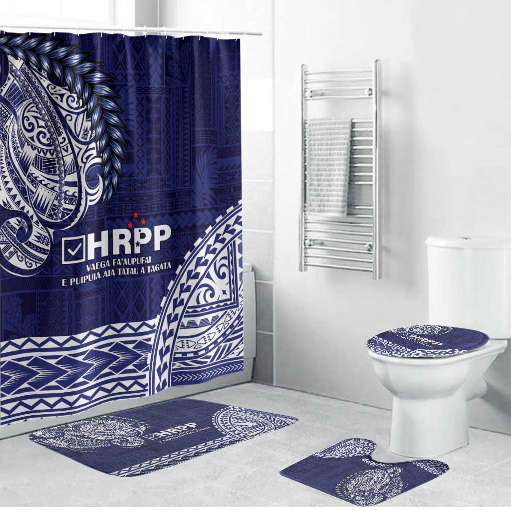 Samoa HRPP Bathroom Set Samoan Motif Patterns LT9 Bathroom Set (4 pcs) Blue - Polynesian Pride