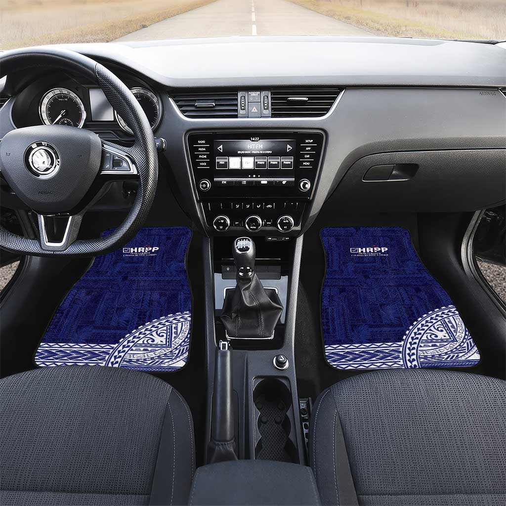 Samoa HRPP Car Mats Samoan Motif Patterns LT9 Set 2pcs - Front Blue - Polynesian Pride