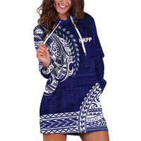 Samoa HRPP Hoodie Dress Samoan Motif Patterns LT9 Blue - Polynesian Pride